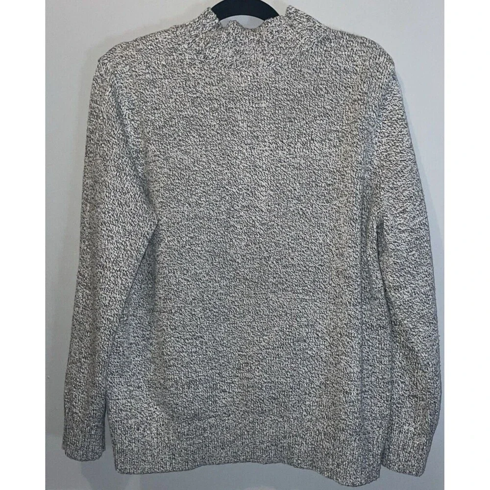Karen Scott Woman's Minimalist Tight Knit Full Zip Sweater Light Gray Size L - Picture 2 of 7